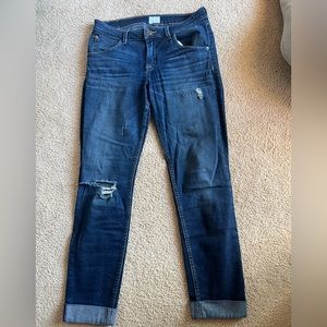 Hudson Bacara distressed cropped straight cuffed jeans 29”